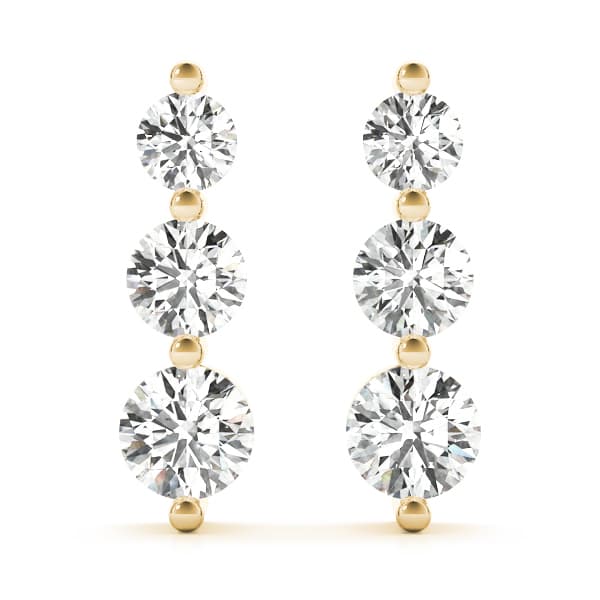 Single Shared Prong Drop Earrings (1/4 ct. tw.), On hand view in yellow gold
