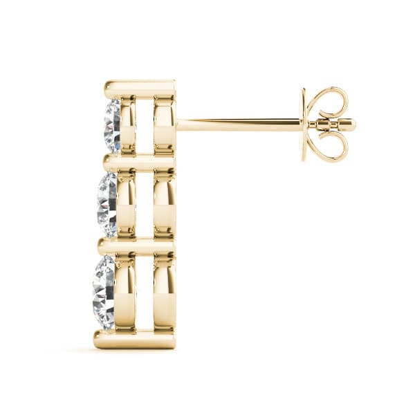 Single Shared Prong Drop Earrings (1/4 ct. tw.), Side view in yellow gold