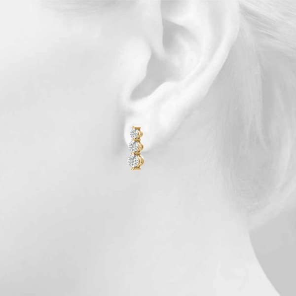 Single Shared Prong Drop Earrings (1/4 ct. tw.), Top view in yellow gold