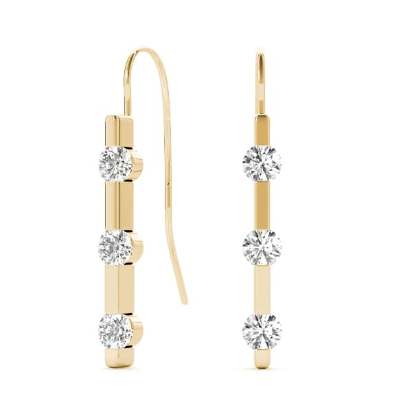 3 Stone Earring (0.48 ct. tw.), Front view in yellow gold