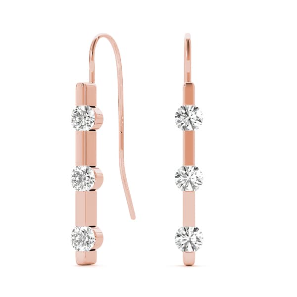 3 Stone Earring (1/4 ct. tw.), Front view in rose gold