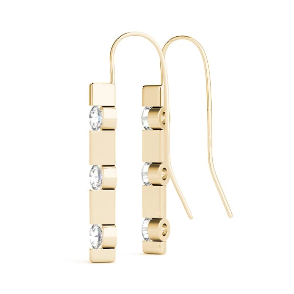 3 Stone Earring (0.48 ct. tw.), Angle view in yellow gold