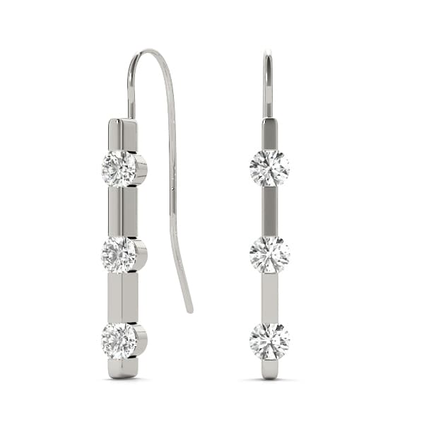 Earrings 3 Stone Matching 30761 — 1/8 CT — View 1