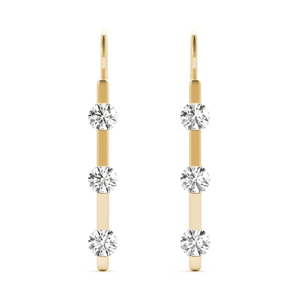 3 Stone Earring (0.48 ct. tw.), On hand view in yellow gold