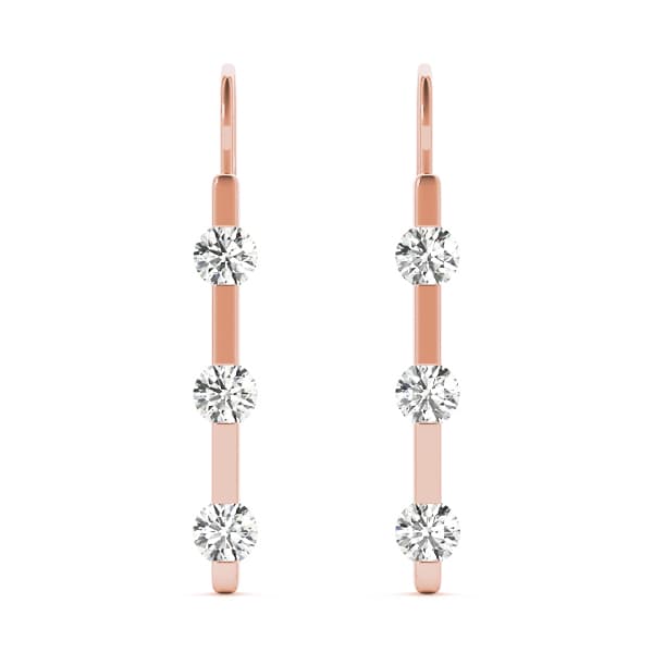 3 Stone Earring (1/4 ct. tw.), On hand view in rose gold