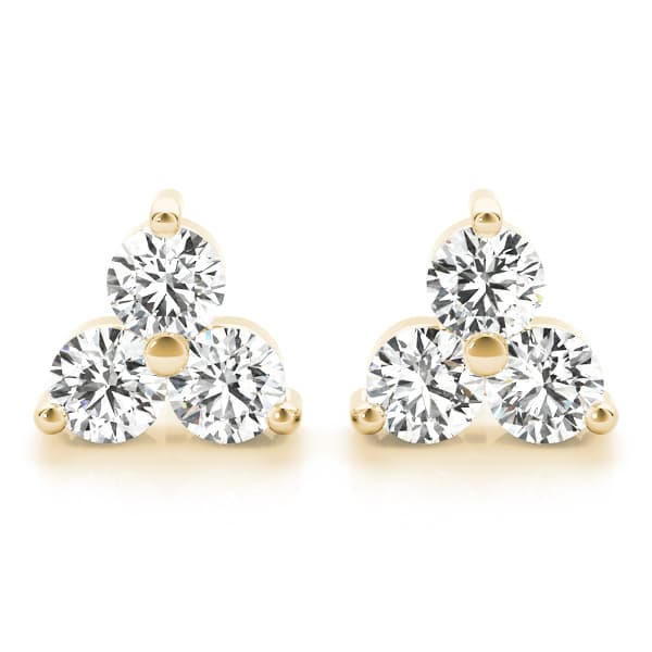 3-Stone Earrings (0.96 ct. tw.), Front view in yellow gold