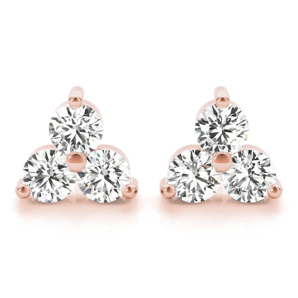 3-Stone Earrings (1/4 ct. tw.), Front view in rose gold