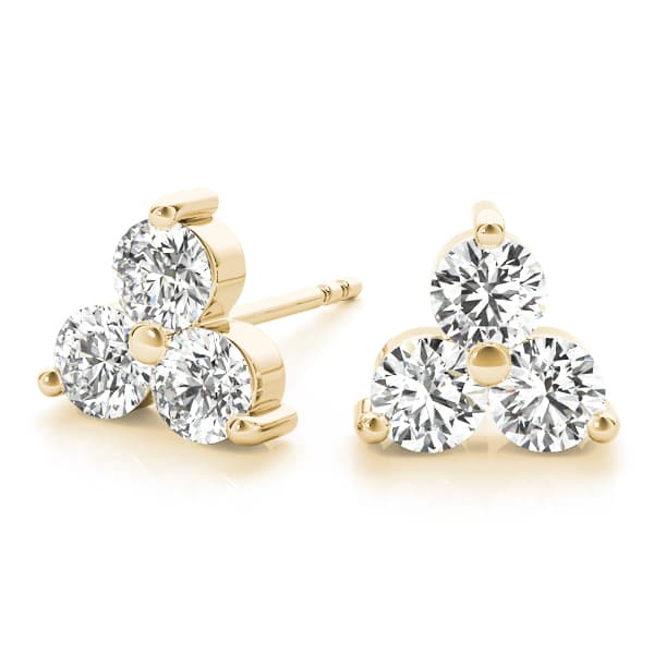 3-Stone Earrings (0.96 ct. tw.), On hand view in yellow gold