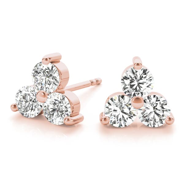 3-Stone Earrings (1/4 ct. tw.), On hand view in rose gold