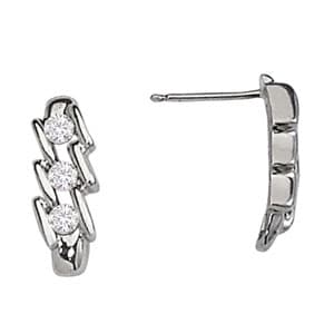 3-Stone Fashion Earring — LEFT — White Gold