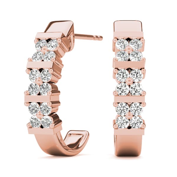Hoop Earrings J-hoops Mat Earring (1/4 ct. tw.), Front view in rose gold