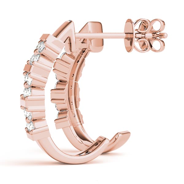 Hoop Earrings J-hoops Mat Earring (1/4 ct. tw.), Angle view in rose gold
