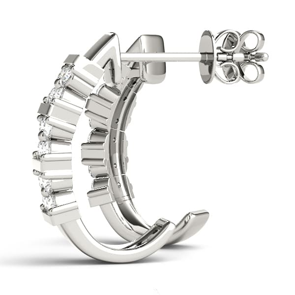 Hoop Earrings J-hoops Mat Earring (1/8 ct. tw.), Angle view in white gold or platinum
