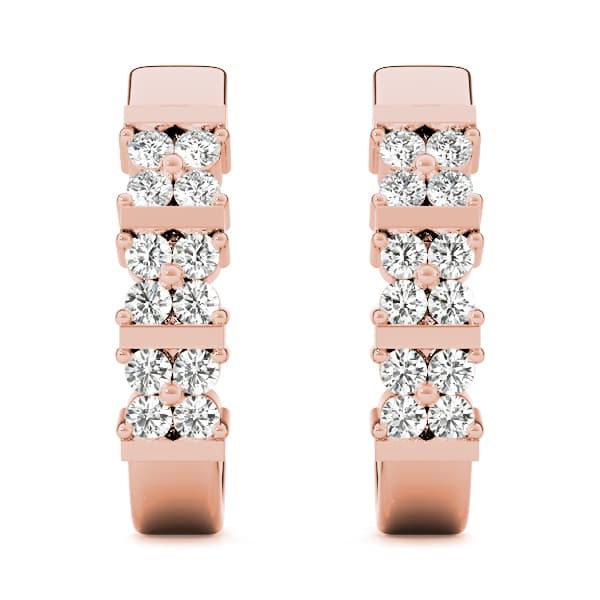 Hoop Earrings J-hoops Mat Earring (1/4 ct. tw.), On hand view in rose gold
