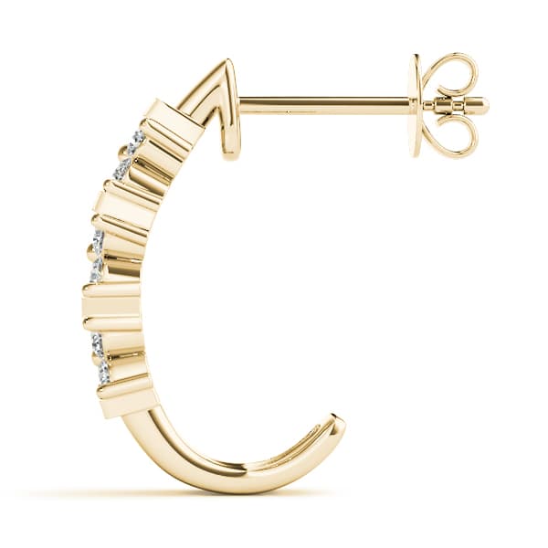Hoop Earrings J-hoops Mat Earring (1/8 ct. tw.), Side view in yellow gold