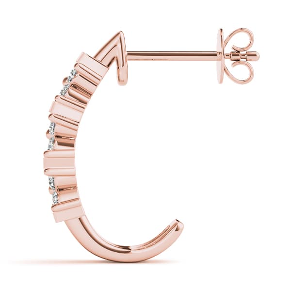 Hoop Earrings J-hoops Mat Earring (1/4 ct. tw.), Side view in rose gold