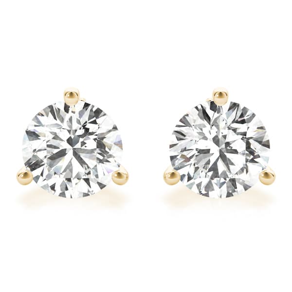 Prong Set Solitaire Earrings (1/2 ct. tw.), Front view in yellow gold