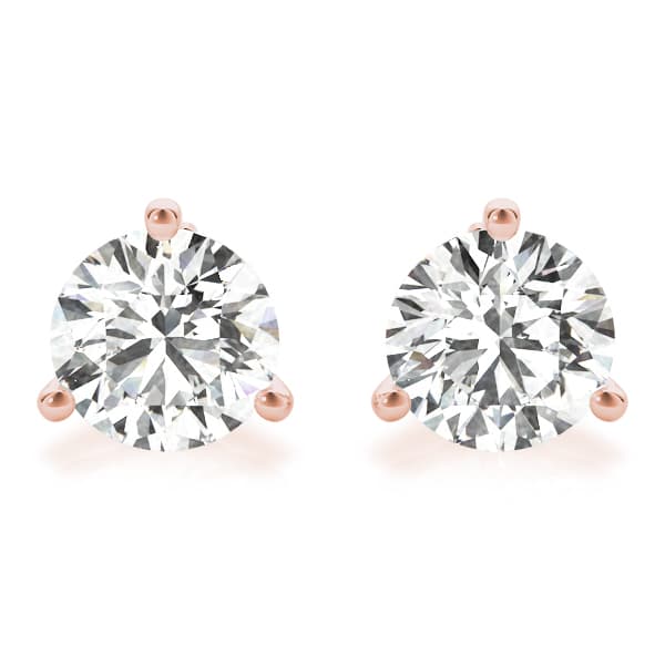 Prong Set Solitaire Earrings (1 ct. tw.), Front view in rose gold