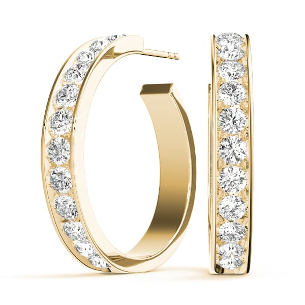 Hoop Earrings Standard Hoop Earring (1.92 ct. tw.), Front view in yellow gold