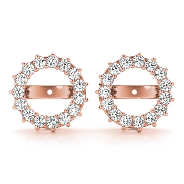 Round Halo Earring Jackets (8.2mm) (1.2 ct. tw.), Front view in rose gold