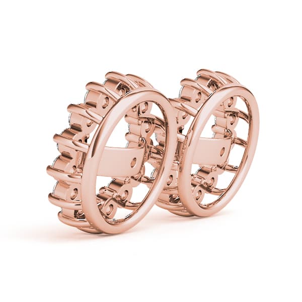 Round Halo Earring Jackets (8.2mm) (1.2 ct. tw.), Side view in rose gold