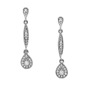 Vintage Cluster Milgrain Earrings — White Gold
