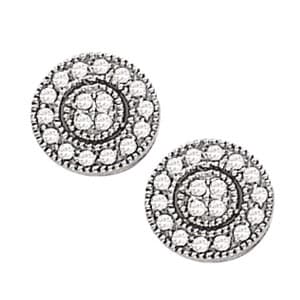 Vintage Cluster Milgrain Earrings — White Gold