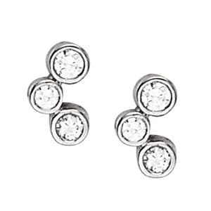 3-Stone Bezel Set Earrings — RIGHT — View 1
