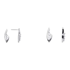 3-Stone Stud Earrings — 1/4 CT,RIGHT — White Gold