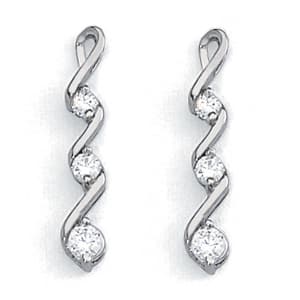 3-Stone Drop Earrings — RIGHT — White Gold