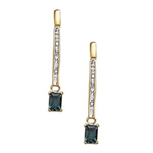 Emerald Color Drop Earrings — White Gold