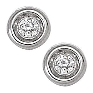 Earrings Single Stone — White Gold