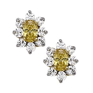 Oval Cluster Color Ring — White Gold
