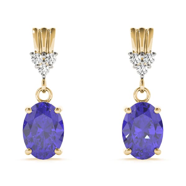 Color Oval Earring (0.06 ct. tw.), Front view in yellow gold