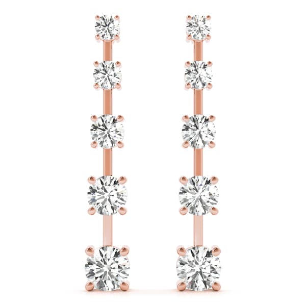 5-Stone Journey Earrings (2 ct. tw.), Front view in rose gold