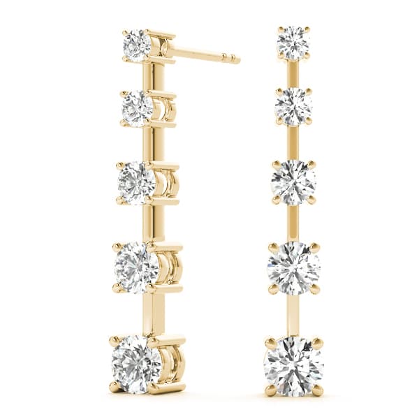 5-Stone Journey Earrings (2 ct. tw.), On hand view in yellow gold