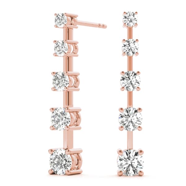 5-Stone Journey Earrings (2 ct. tw.), On hand view in rose gold