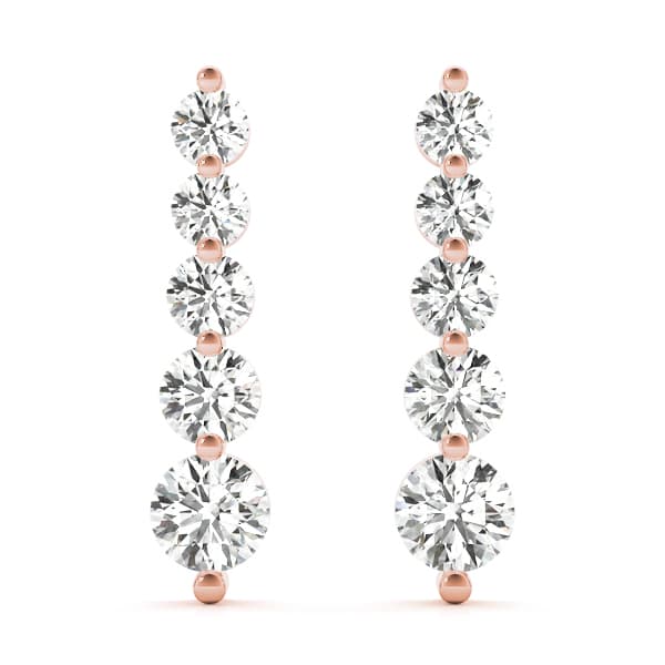 Journey Drop Earrings (1 ct. tw.), Front view in rose gold