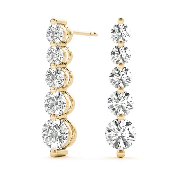 Journey Drop Earrings (3 ct. tw.), On hand view in yellow gold