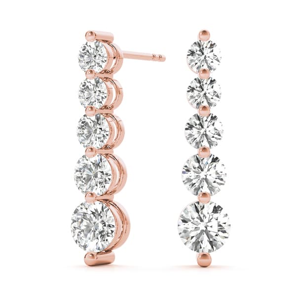 Journey Drop Earrings (1 ct. tw.), On hand view in rose gold
