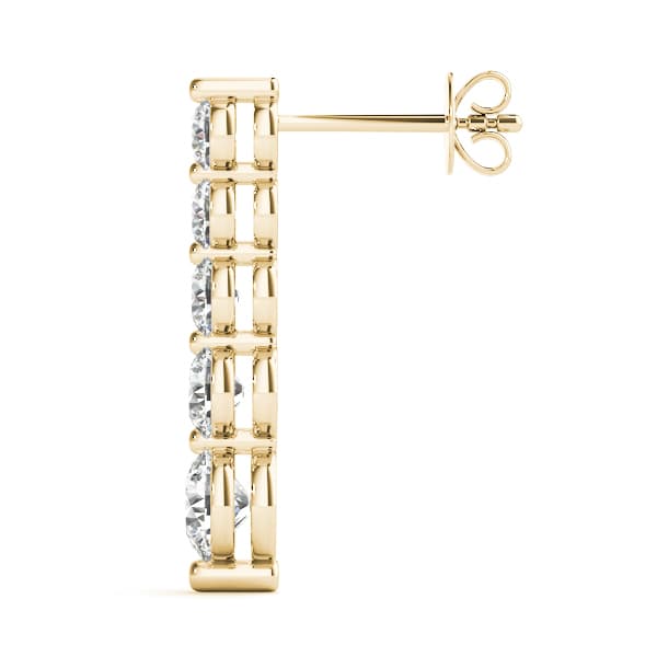 Journey Drop Earrings (3 ct. tw.), Side view in yellow gold