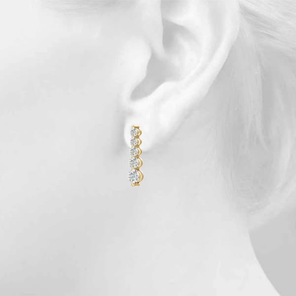 Journey Drop Earrings (3 ct. tw.), Top view in yellow gold