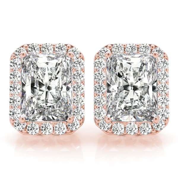 Radiant Halo Studs (1/3 ct. tw.), Front view in rose gold