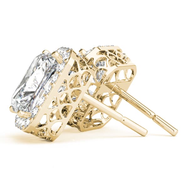 Radiant Halo Studs (1/3 ct. tw.), Side view in yellow gold