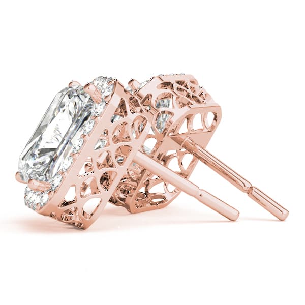Radiant Halo Studs (1/3 ct. tw.), Side view in rose gold