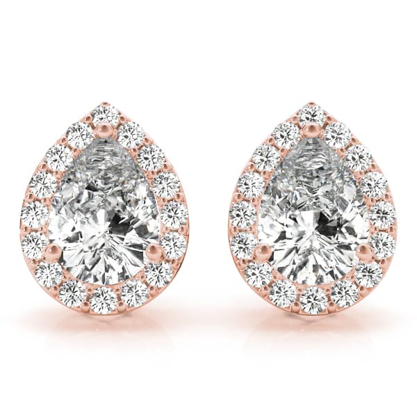 Pear Shaped Halo Studs (0.3 ct. tw.), Front view in rose gold