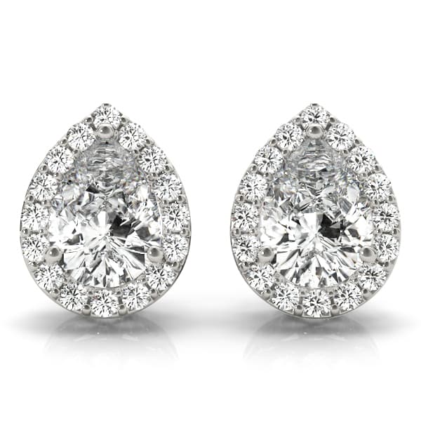 Pear Shaped Halo Studs — 9X6 MM — View 1