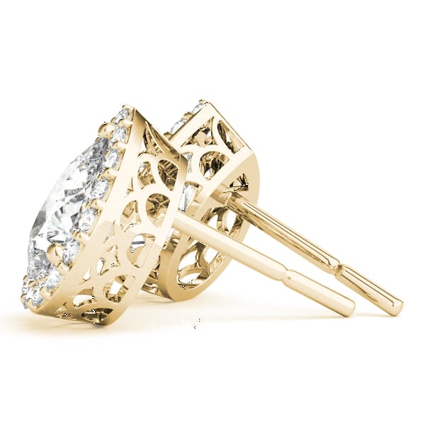 Pear Shaped Halo Studs (0.3 ct. tw.), Side view in yellow gold