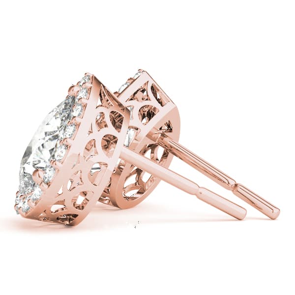 Pear Shaped Halo Studs (0.3 ct. tw.), Side view in rose gold
