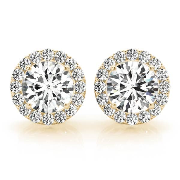 Round Halo Studs (0.3 ct. tw.), Front view in yellow gold